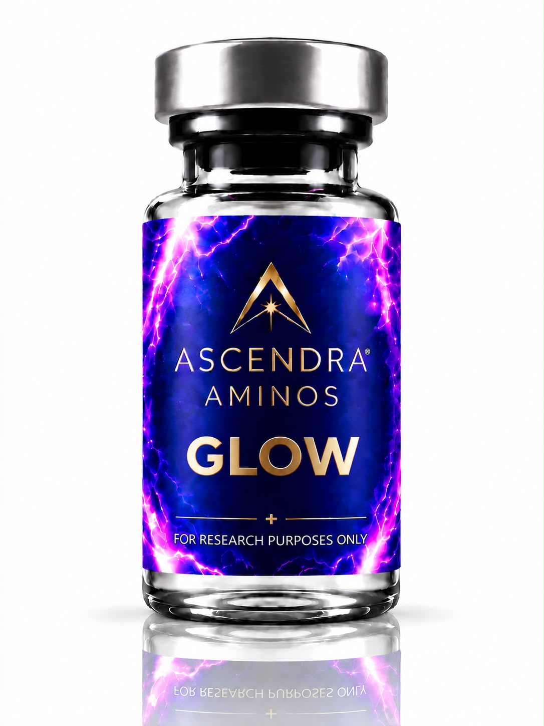 GLOW vial with official Ascendra Aminos label